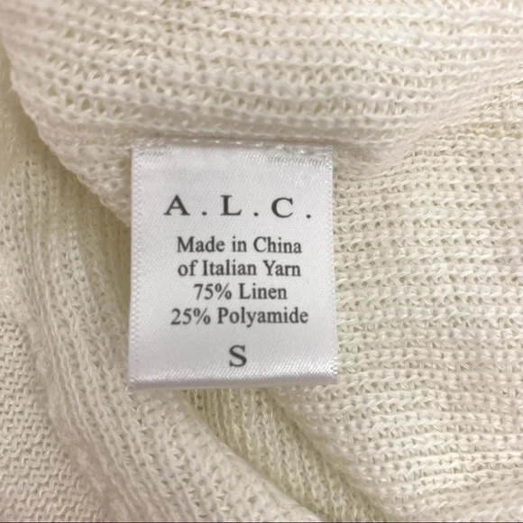 A.L.C. Italian Yarn Split Back Linen-Blend Long Sleeve Sweater Top Casual Size S - Picture 7 of 8